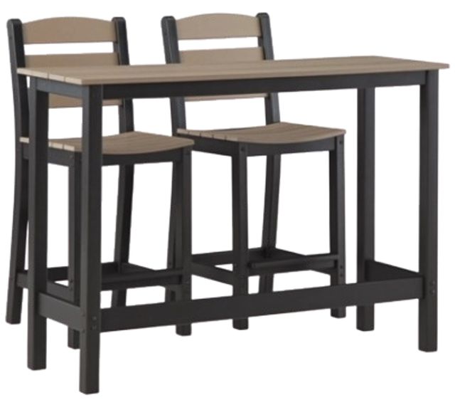 Signature Design by Ashley® Moondance 3-Piece Beige Aluminum/Plastic Outdoor Counter Table with Black Base Set -0