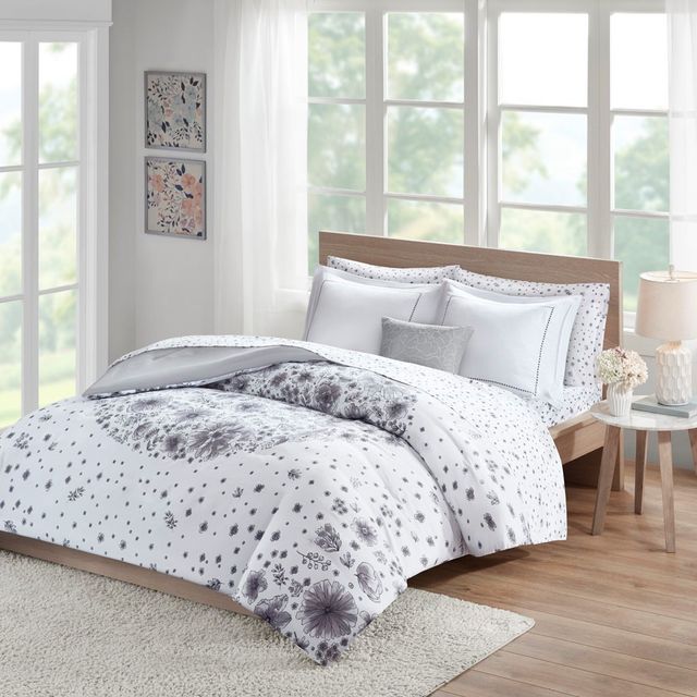 Olliix by Intelligent Design Emma Grey Twin Comforter and Sheet Set-1
