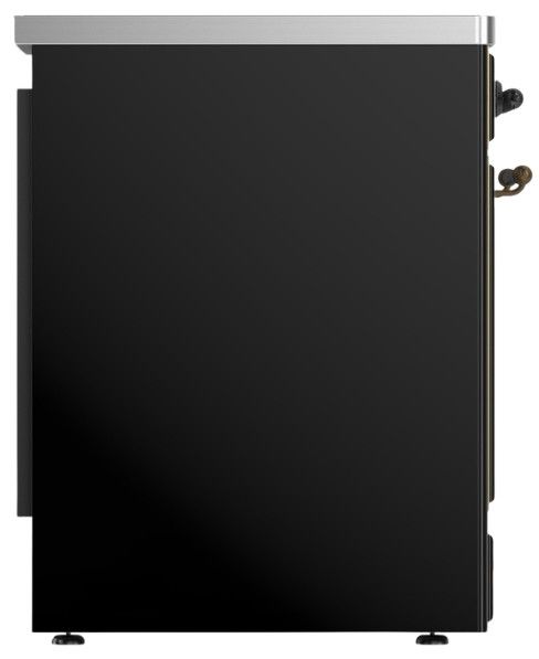 Ilve® Majestic III 30" Glossy Black Pro Style Induction Range with Solid Door and Burnished Trim-3