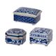 A & B Home 3-Piece Blue/White Decorative Box Set-0