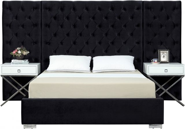 Meridian Furniture Grande Black Velvet Queen Bed-0