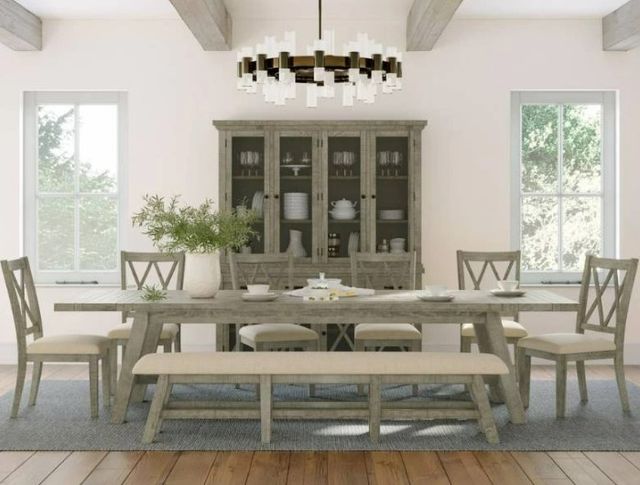 Jofran Inc. Telluride Driftwood Trestle Extension Dining Table-1