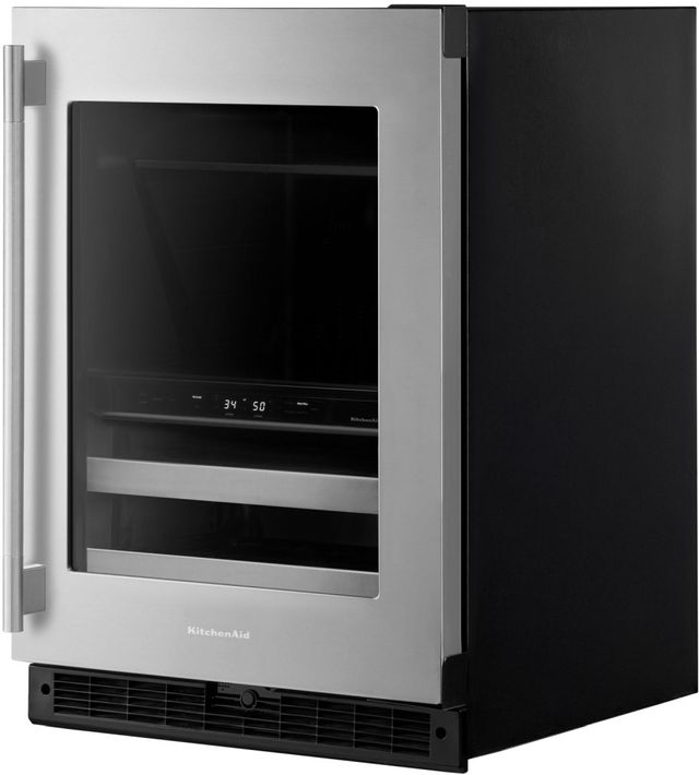 KitchenAid® 24" 4.9 Cu. Ft. Black/Stainless Steel Beverage Center -3
