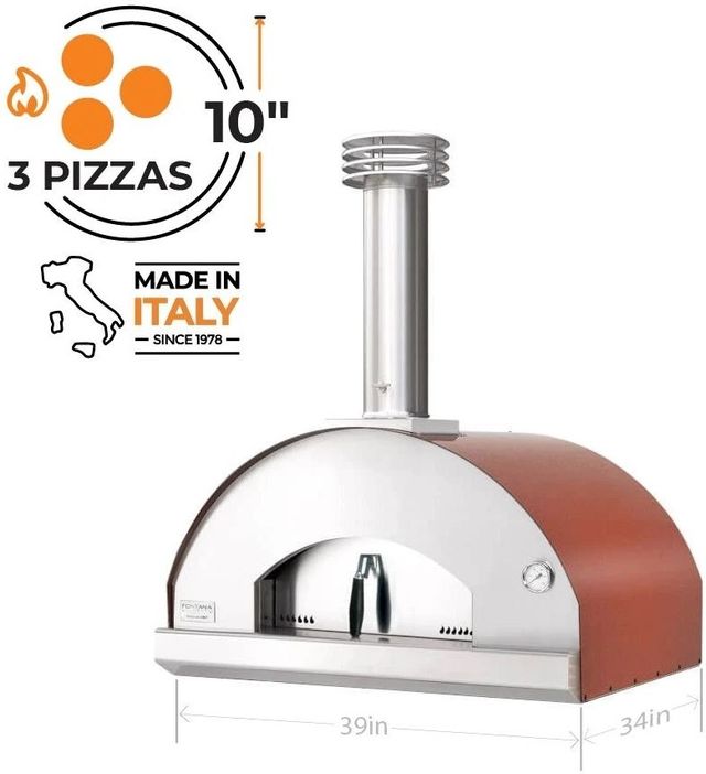 Fontana Forni Mangiafuoco 39" Red Pizza Oven -2