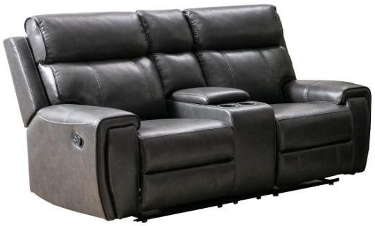 Mazin Furniture Carnegie Grey Manual Reclining Loveseat with Center Console