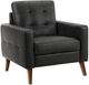Monarch Specialties Inc. Black 31" Faux Leather Accent Chair with Walnut Wood Legs-0