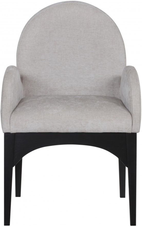 Meridian Furniture Waldorf Gray/Black Chenille Upholstered Dining Arm Chair-1