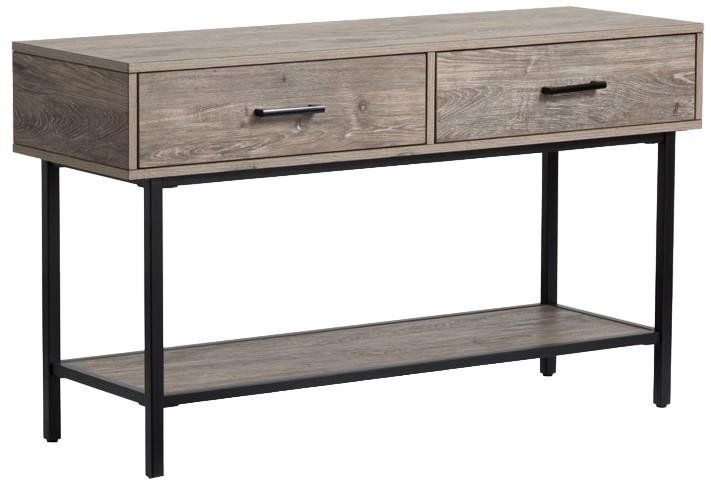 Magnussen Home Fenwick Gray Sofa Table with Black Base Comfort Center Furniture