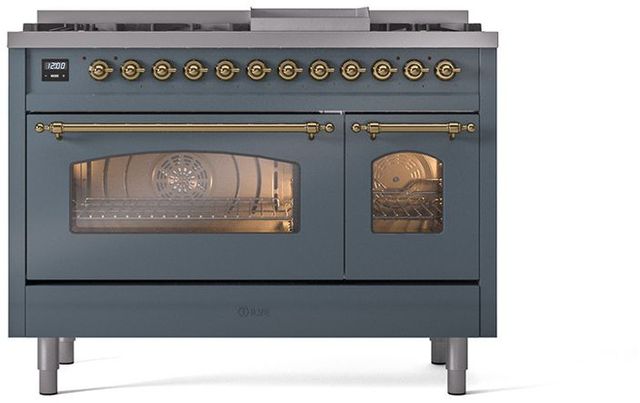 Ilve® Nostalgie II Series 48" Blue Grey Pro Style Dual Fuel Range-1
