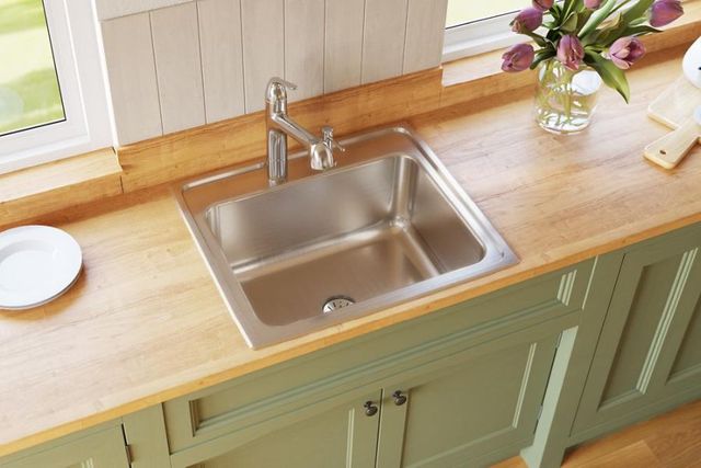 Elkay Lustertone® Classic Lustrous Satin 25" x 22" x 10-3/8" 3-Hole Single Bowl Drop-In Sink with Perfect Drain®-2
