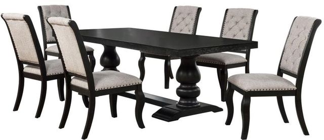 Coaster® Phelps 7-Piece Distressed Noir/Tan Dining Table Set-0