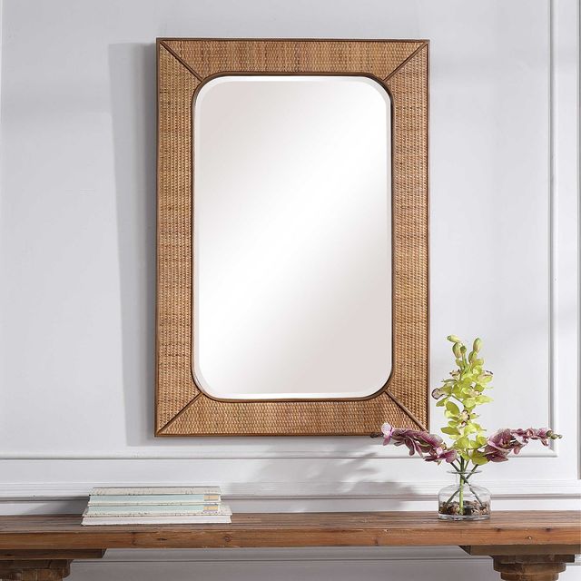 Uttermost® Tahiti Warm Maple Stain Rattan Mirror-1