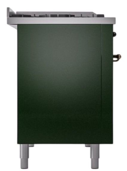 Ilve® Nostalgie II Noblesse 48'' Emerald Green Pro Style Dual Fuel Range with Burnished Trim-2