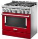 KitchenAid® 36" Passion Red Smart Pro Style Gas Range-2