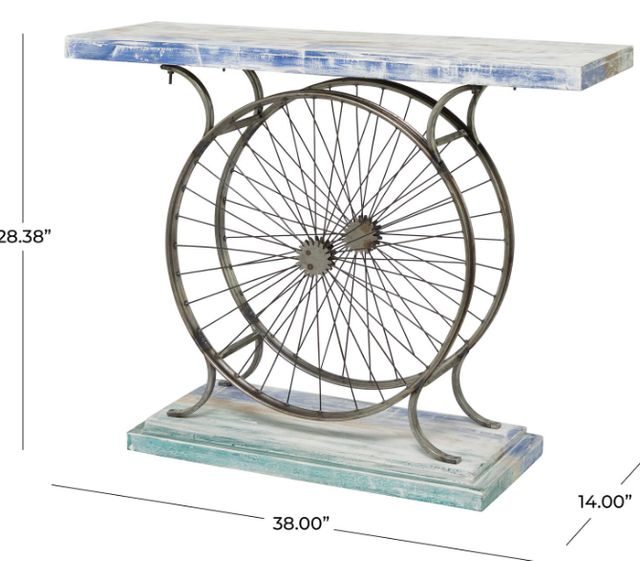 Deco Marche Blue/White Console Table with Black Base-3