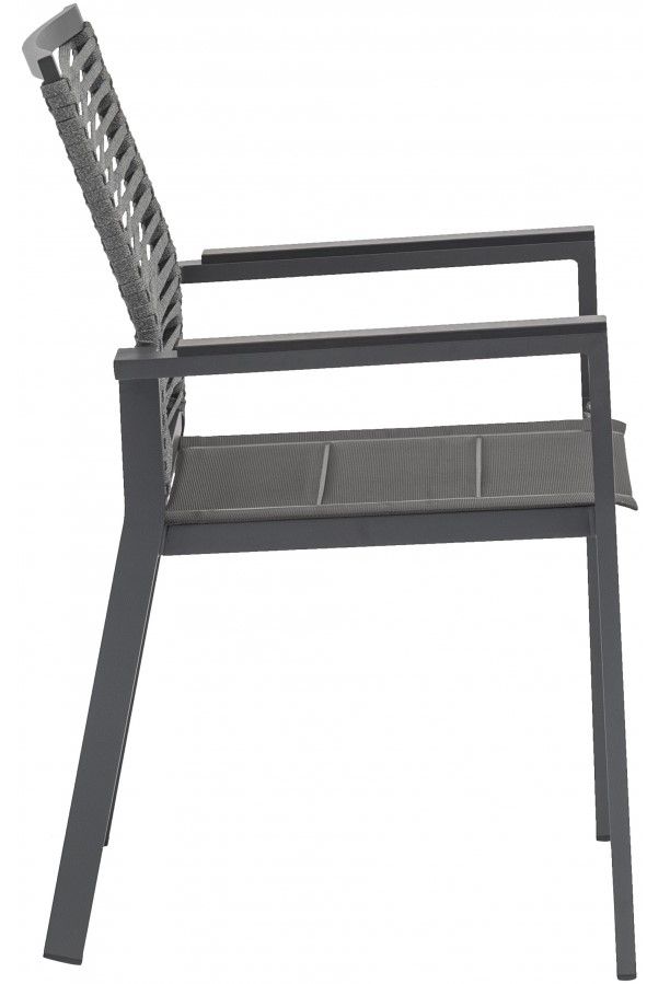 Meridian Furniture Maldives 2-Piece Grey Aluminum 35" Outdoor Patio Dining Arm Chair Set-2