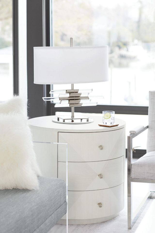 Bernhardt Axiom Linear White Chairside Table-1