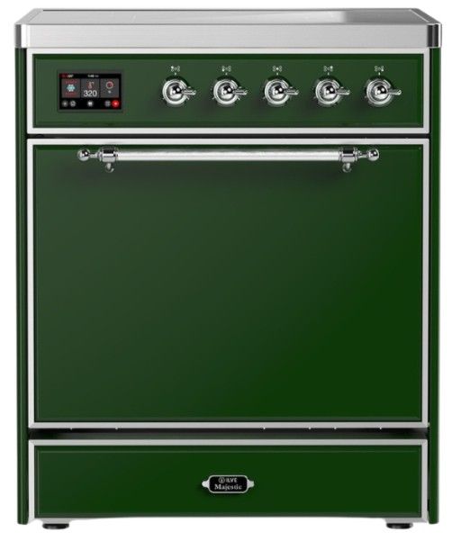 Ilve® Majestic III 30" Emerald Green Pro Style Induction Range with Solid Door and Chrome Trim-0