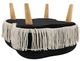 Sagebrook Home Black Clover Ottoman with White Fringes-3