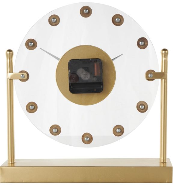 Deco Marche Gold Acrylic Face Clock with Wood Ball Accents-2