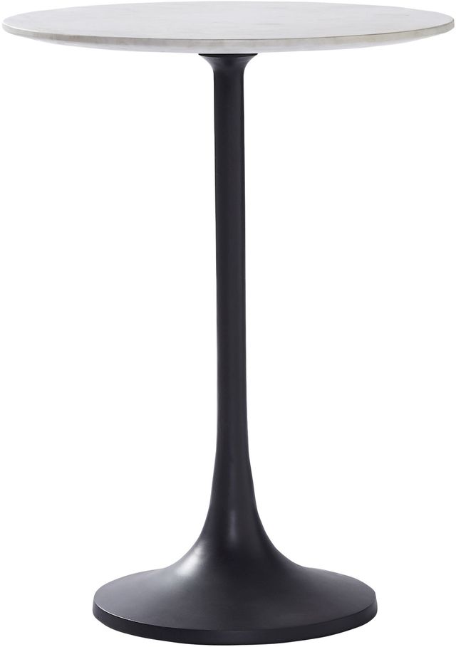 Renwil® Mortain Natural White Marble Table with Black Base -0