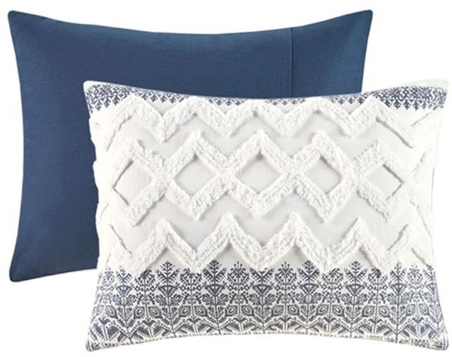 Olliix by INK+IVY Navy Full/Queen Mila Cotton Printed Comforter Set-1