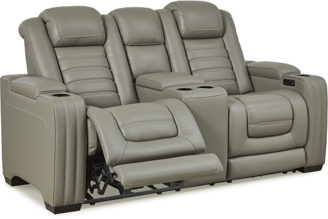 Signature Design by Ashley® Backtrack Gray Power Reclining Console Loveseat-0