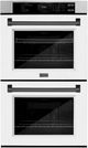 ZLINE Autograph Edition Professional 30" Stainless Steel Double Electric Wall Oven with White Matte Doors and Matte Black Accents-0