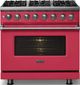Viking® 5 Series 36" Valentine Pro Style Dual Fuel (NG) Range with Polished Chrome Trim-2