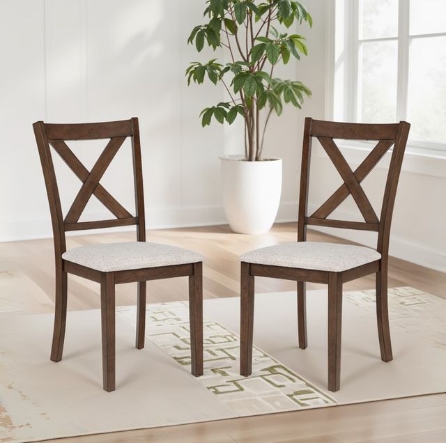 Linon Wales 2-Piece Brown Side Chair Set-1