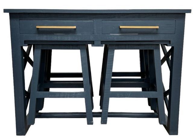 Million Dollar Rustic Teal Kitchen Island with Stool