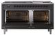 Ilve® Nostalgie II Noblesse 60'' Graphite Matte Pro Style Dual Fuel Range with Burnished Trim-2