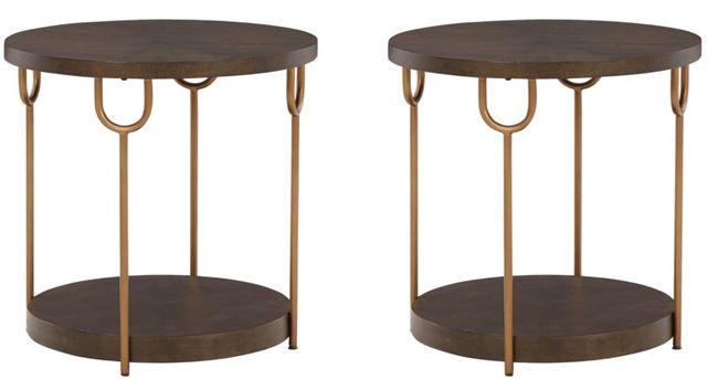 Signature Design by Ashley® Brazburn 2 Piece Dark Brown/Gold Living Room Table Set-0