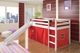 Donco Kids White Twin Loft Bed with Red Tent Kit-1