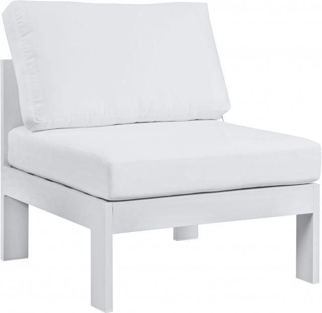 Meridian Furniture Nizuc White Waterproof Fabric Outdoor Patio Aluminum Armless Chair-0