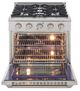 Kucht Professional KDF Series 30" Stainless Steel Pro Style Dual Fuel Range with White Door and Gold Handle-1