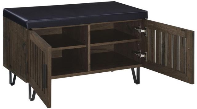 Coaster® Brixton Black/Smoked Oak Entryway Shoe Storage Bench-1