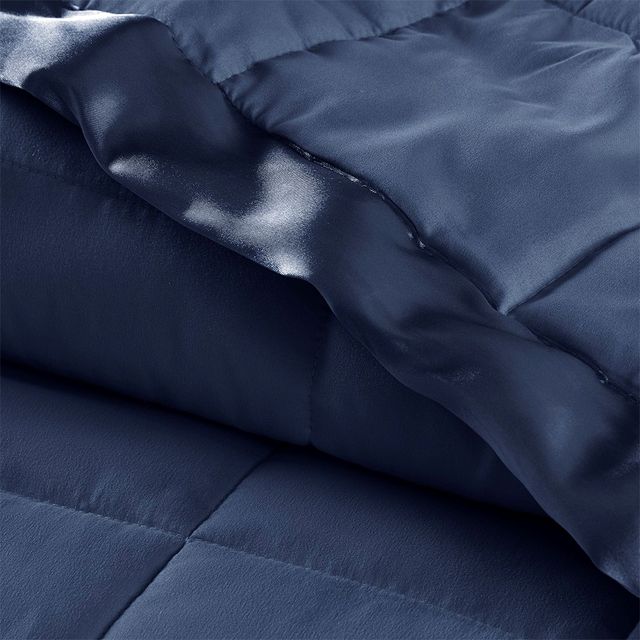 Olliix by Madison Park Navy Twin Windom All Season Hypoallergenic Microfiber Down Alternative Blanket with 3M Scotchgard-4