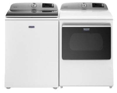 Front view of the Maytag® White Laundry Pair