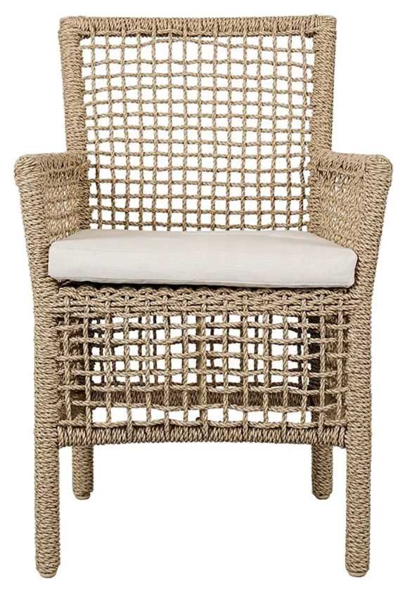 Classic Home Brisbane Natural Rope Outdoor Dining Chair with Cushion-2