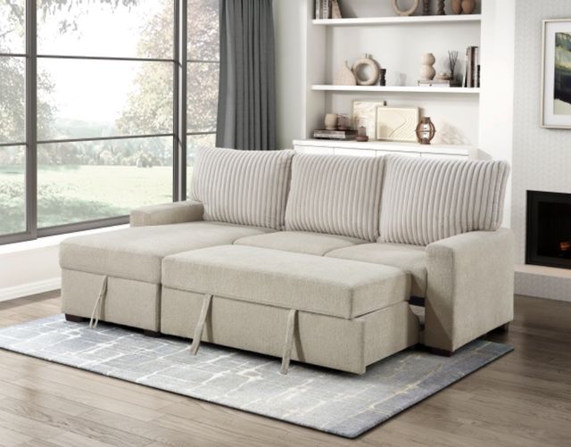 Homelegance® Gallatin 2-Piece Beige/Light Gray Left-Arm Facing Sectional and Chaise-1
