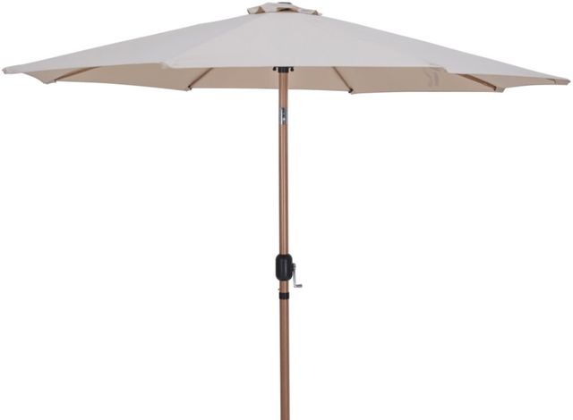 Meridian Furniture Fiji Beige/Black Aluminum Outdoor Patio Umbrella and Round Base-1