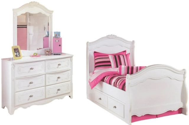Signature Design by Ashley® Exquisite 3-Piece White Twin Storage Sleigh Bed Set-0