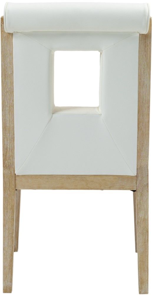 Meridian Furniture Gwendolyn Cream/Natural Vegan Leather Dining Side Chair-3