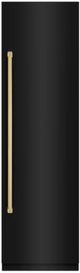 ZLINE Autograph Edition 24 in. 12.5 Cu. Ft. Column Refrigerator in Black Stainless Steel with Graphite Gray Interior and Polished Gold Accents-0
