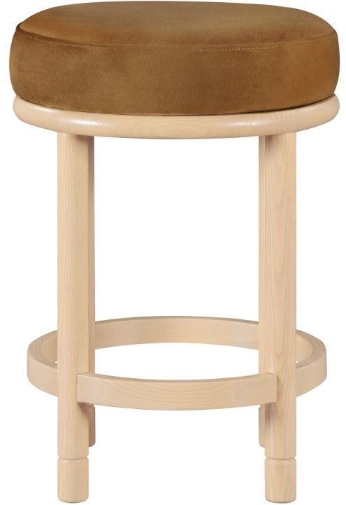 Meridian Furniture Monette Saddle/Natural Velvet Upholstered Counter Stool-1