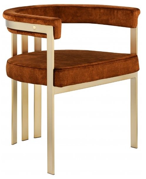 Meridian Furniture Marcello Cognac/Brushed Brass Velvet Dining Chair-0