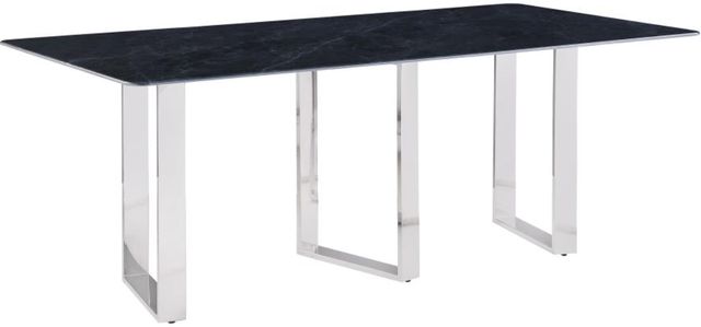 Coaster® Desden Gray Rectangular Dining Table with Silver Base-0