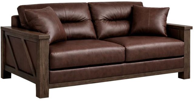 International Furniture Direct Walnut Brown Leather Sofa-0