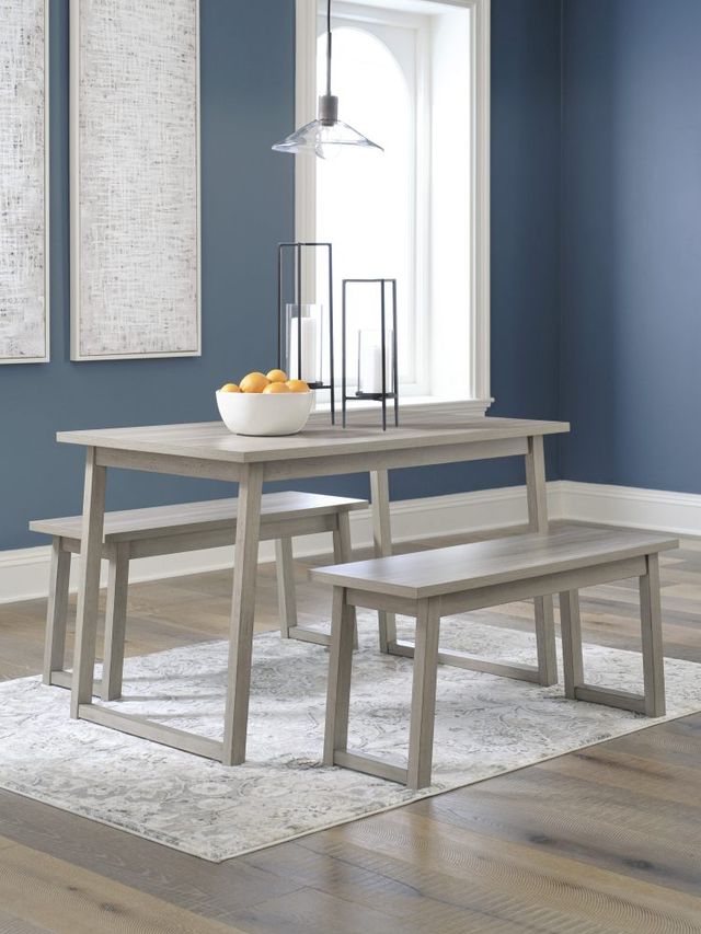 Signature Design by Ashley® Loratti 3-Piece Gray Dining Table and Benches Set-2